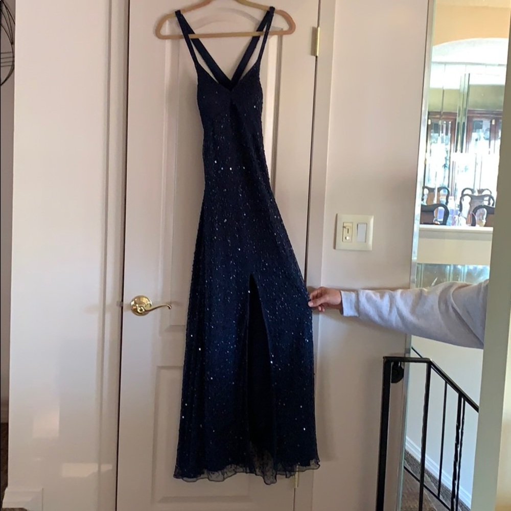 Stunning Navy Beaded Dress. Worn Once!